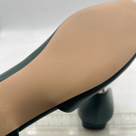 Wo Wagas Dark Green Pump Side Cut Block Low Heel Square Toe Slip On Working Shoe - Picture 6 of 8